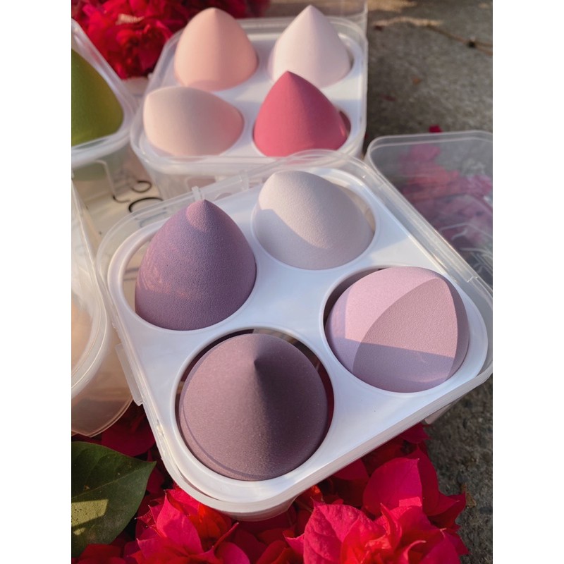 現貨 4個入 盒裝 馬卡龍色 美妝蛋 葫蘆海綿 粉撲 氣墊彩妝蛋乾濕兩用化妝用具-細節圖2