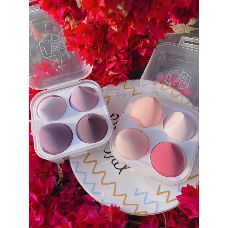 現貨 4個入 盒裝 馬卡龍色 美妝蛋 葫蘆海綿 粉撲 氣墊彩妝蛋乾濕兩用化妝用具-細節圖3