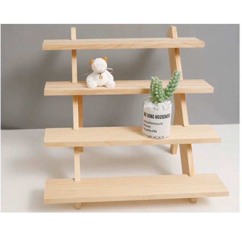 現貨🔺加長層架 木質 原木色胡桃色 台灣製造 木質梯形桌面手鍊耳環耳釘架子 公仔展示架 網拍拍照道具 階梯展示架 置物架-細節圖5