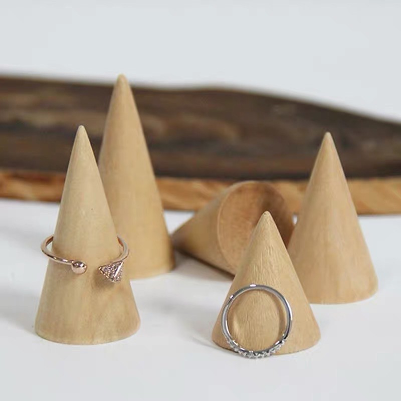 現貨 三個一套 實木 戒指展示架 戒指架 錐型戒指托 飾品 珠寶拍照道具 擺攤-細節圖2