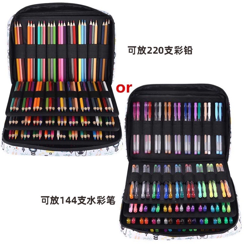 220孔 素描繪畫專用鉛筆袋 大容量收納袋筆盒 色鉛筆收納 蠟筆收納 彩色筆收納 文具收納-細節圖9