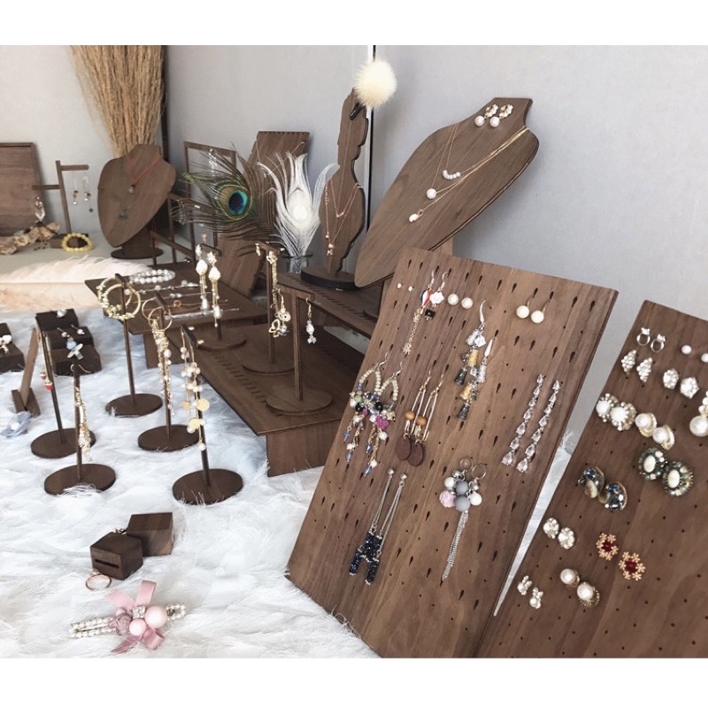 現貨 黑胡桃色 首飾架 耳環架子 展示架 耳扣耳釘耳飾架子 收納 飾品收納 直播擺攤道具-細節圖5