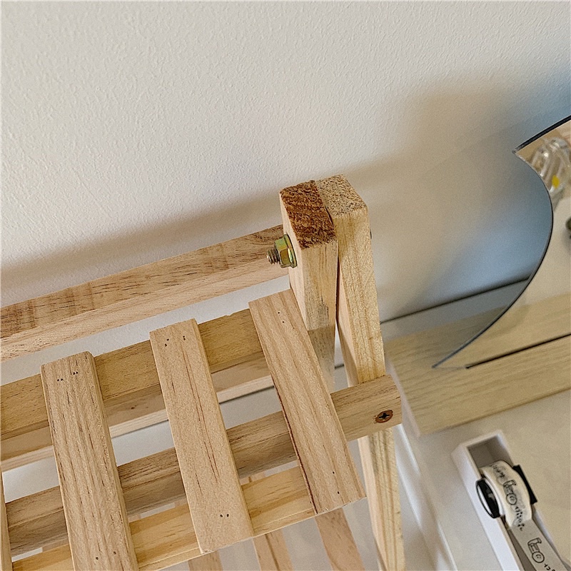 現貨🔺雙層木質收納置物架 桌面收納 植物架 多肉架 飾品架 展示架 層架 簡約ins折疊原木架子-細節圖2