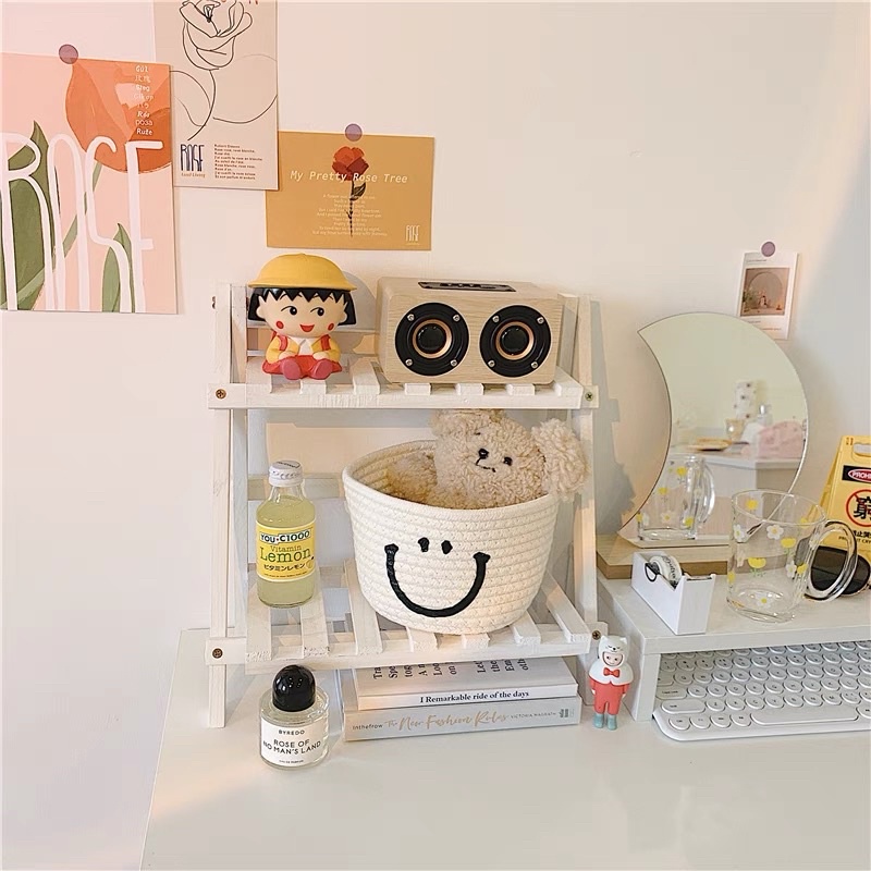 現貨🔺雙層木質收納置物架 桌面收納 植物架 多肉架 飾品架 展示架 層架 簡約ins折疊原木架子-細節圖4