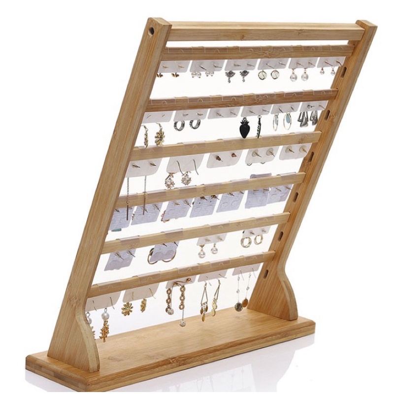 現貨🔺竹製 六層 耳環展示架 竹木 飾品直播耳飾 耳釘掛架 陳列架子擺攤首飾架 拍照道具 飾品收納 桌面收納 耳環架子-細節圖9