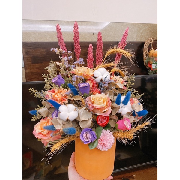 原創｜現貨-乾燥花盆栽 永生花 乾燥花 開幕祝賀盆栽 店內擺飾 ins拍照道具背景 室內植物 綠化 桌上花 人造花 盆栽-細節圖5