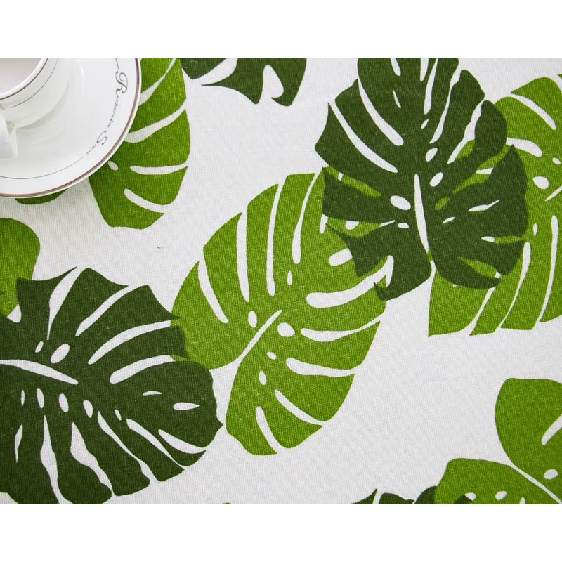 現貨🔺龜背芋 龜背葉 餐桌布 森林系 棉麻 茶機 觀葉 長方形桌巾 背景布 正方形桌巾 擺攤桌巾 餐桌桌巾 桌巾 桌布-細節圖4