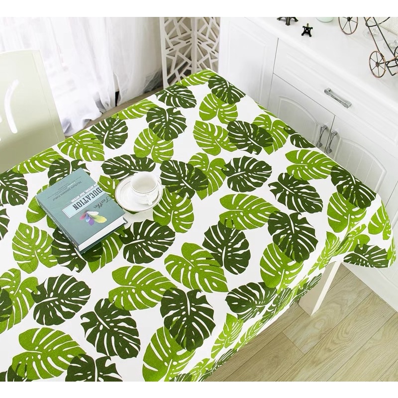 現貨🔺龜背芋 龜背葉 餐桌布 森林系 棉麻 茶機 觀葉 長方形桌巾 背景布 正方形桌巾 擺攤桌巾 餐桌桌巾 桌巾 桌布-細節圖7