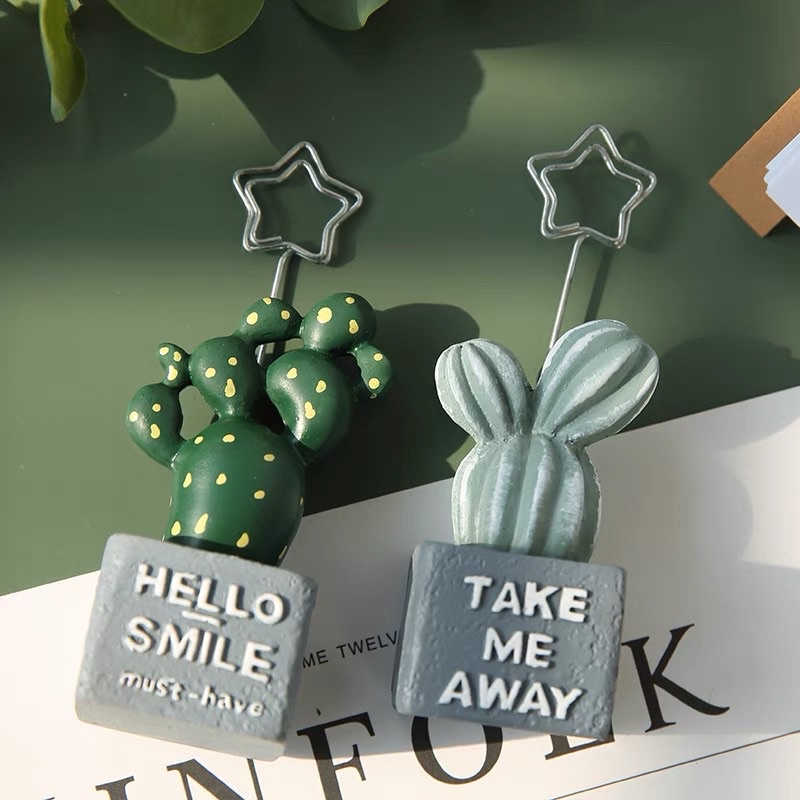 現貨🔺多肉 仙人掌 留言夾 便簽夾子 桌面照片夾子 小擺件 可愛文具 留言夾-細節圖2