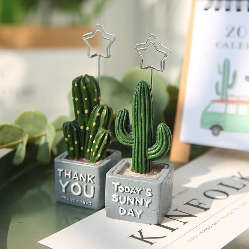現貨🔺多肉 仙人掌 留言夾 便簽夾子 桌面照片夾子 小擺件 可愛文具 留言夾-細節圖3