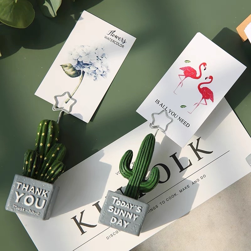 現貨🔺多肉 仙人掌 留言夾 便簽夾子 桌面照片夾子 小擺件 可愛文具 留言夾-細節圖4