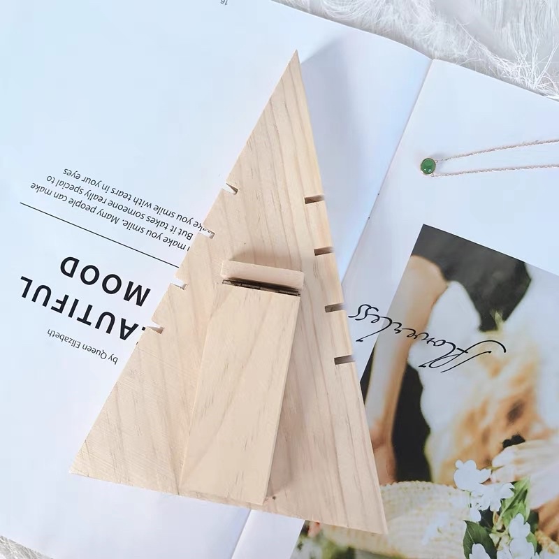 現貨 三角形聖誕樹 展示架 實木 桌面 項鍊架 手鍊架 飾品架子 收納架-細節圖4