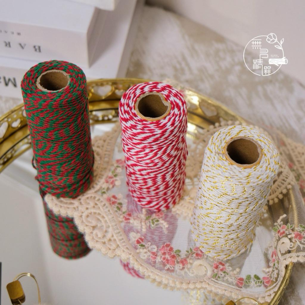 現貨🔺特價 裝飾棉繩｜70碼 聖誕裝飾棉繩 紅綠白三色包裝綁繩｜手作材料・禮物束口 禮物包裝 緞帶 麻繩 繩子 吊牌繩-細節圖2