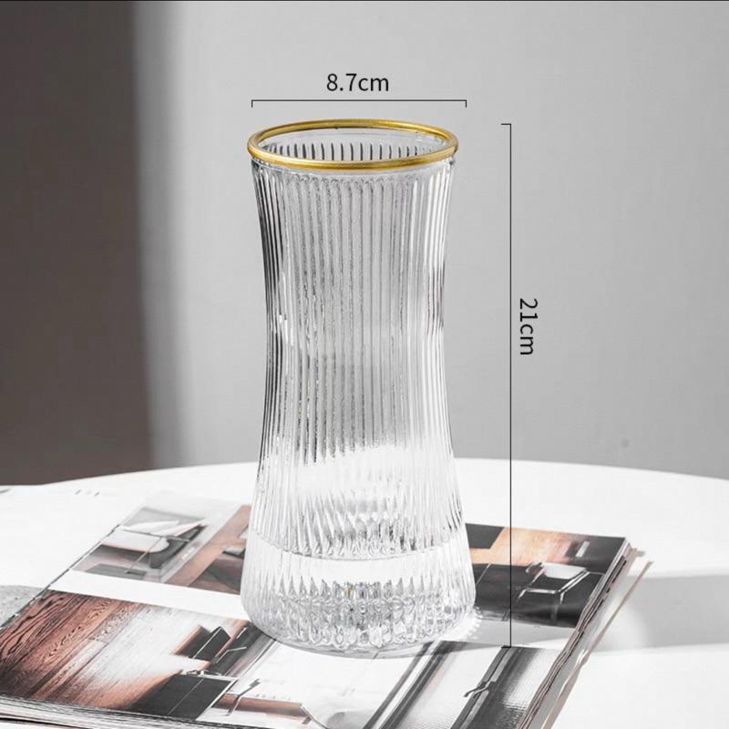 現貨🔺束腰大花瓶｜玻璃瓶｜浮雕 花瓶 插花擺件 透明花瓶 餐桌裝飾-細節圖4