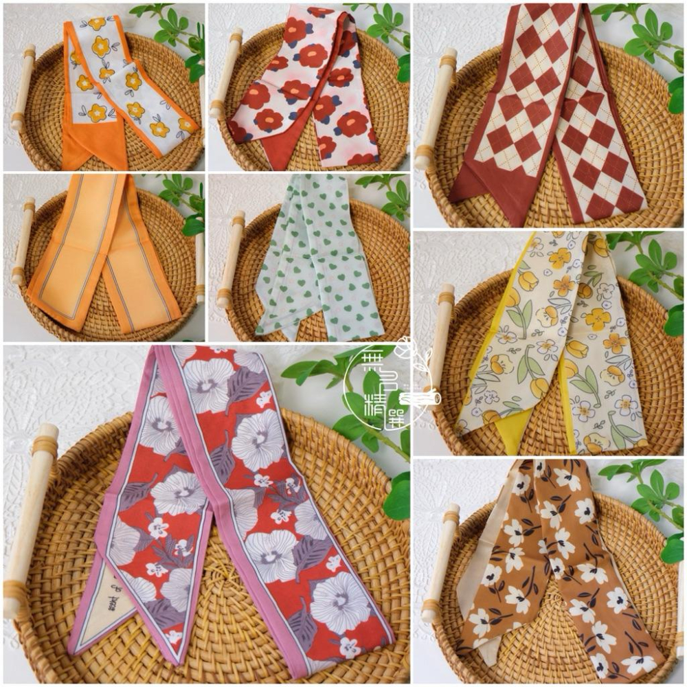 現貨🔺花園絲巾｜雙面圖案 美感小物｜包包裝飾絲帶｜提籃蝴蝶結配件｜野餐風花卉｜野餐 包包絲帶 禮物包裝 提籃緞帶 拉菲草-細節圖8