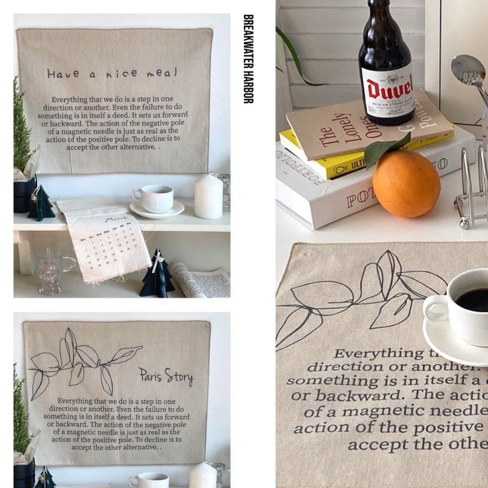 現貨🔺掛畫裝飾布｜麻布｜韓風 英文字母 ins花 桌布｜背景布 掛布｜拍照背景｜臥室佈置 軟裝搭配 牆壁裝飾 氛圍感-細節圖7