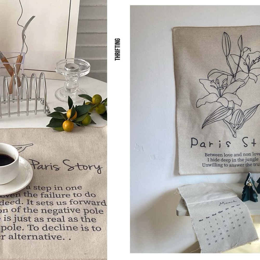 現貨🔺掛畫裝飾布｜麻布｜韓風 英文字母 ins花 桌布｜背景布 掛布｜拍照背景｜臥室佈置 軟裝搭配 牆壁裝飾 氛圍感-細節圖8