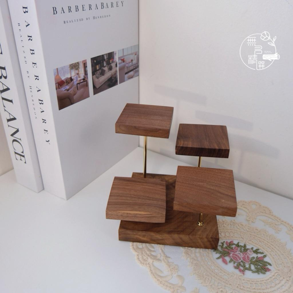 現貨🔺四方四階展示架 胡桃木｜小型階梯陳列台 飾品 水晶 香氛石擺飾架｜礦石收納 展示架｜公仔收納 公仔陳列架-細節圖9