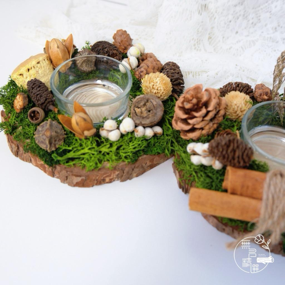 現貨🔺聖誕節燭台材料包｜需要自己做｜森林風聖誕裝飾 DIY香氛燭台 擺飾花環 乾燥花玻璃杯燭台 禮物節慶佈置聖誕手作-細節圖3