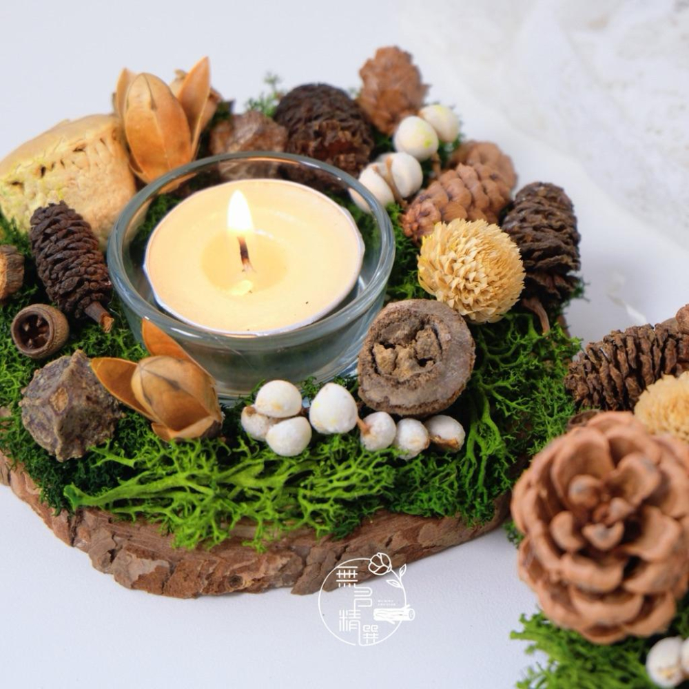 現貨🔺聖誕節燭台材料包｜需要自己做｜森林風聖誕裝飾 DIY香氛燭台 擺飾花環 乾燥花玻璃杯燭台 禮物節慶佈置聖誕手作-細節圖5
