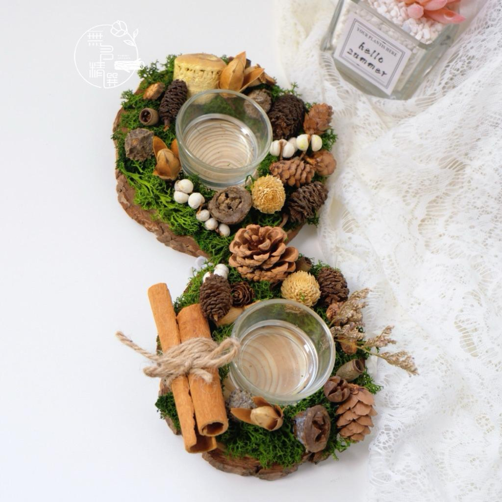 現貨🔺聖誕節燭台材料包｜需要自己做｜森林風聖誕裝飾 DIY香氛燭台 擺飾花環 乾燥花玻璃杯燭台 禮物節慶佈置聖誕手作-細節圖6