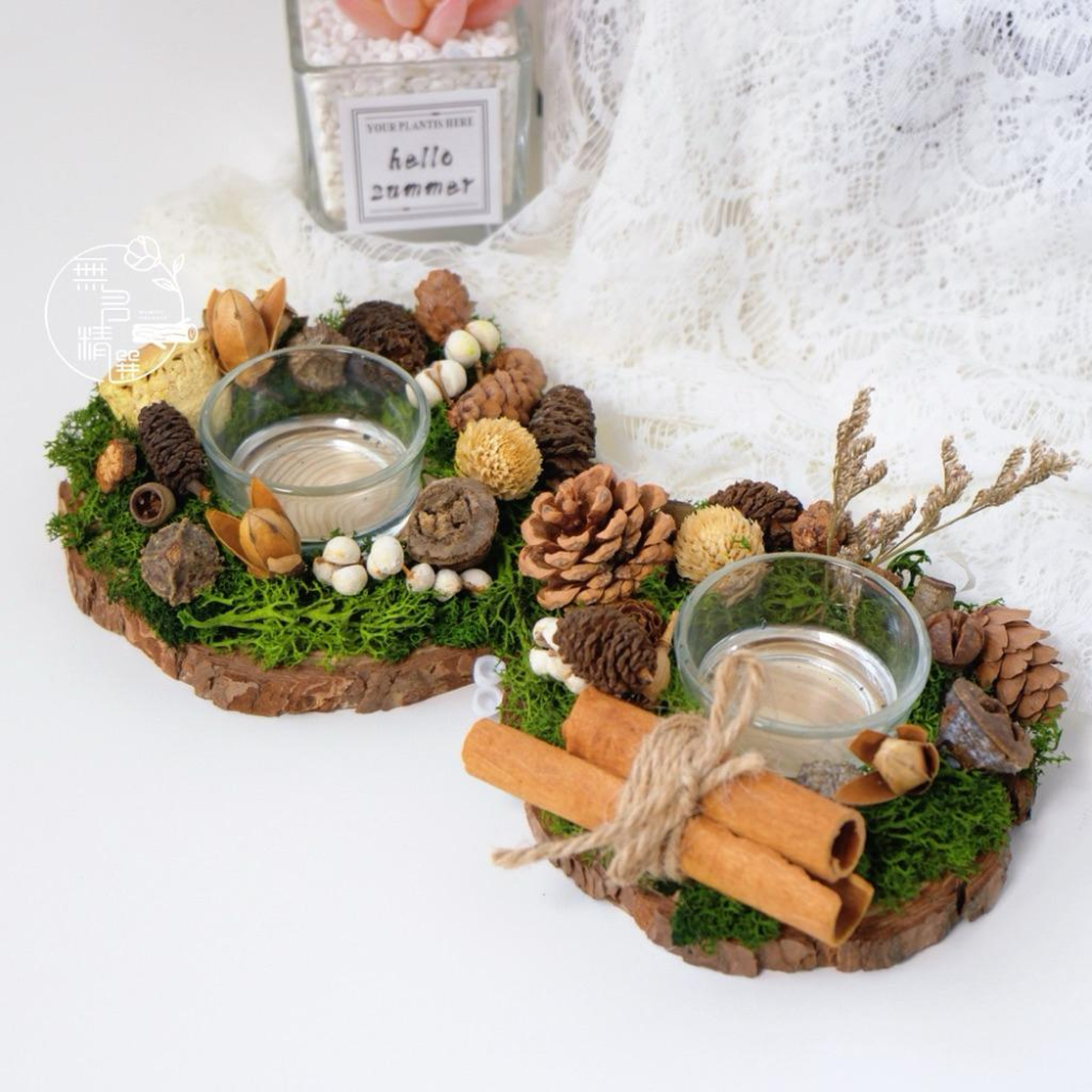 現貨🔺聖誕節燭台材料包｜需要自己做｜森林風聖誕裝飾 DIY香氛燭台 擺飾花環 乾燥花玻璃杯燭台 禮物節慶佈置聖誕手作-細節圖8
