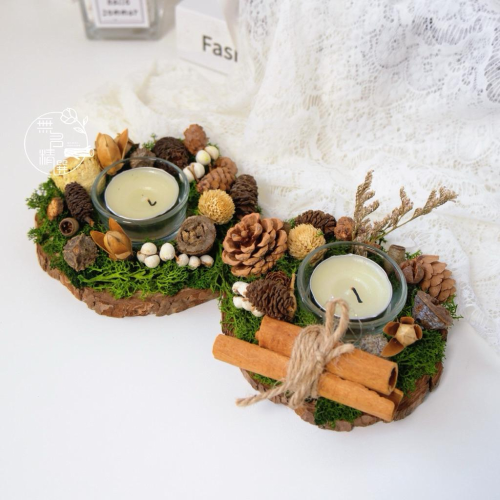 現貨🔺聖誕節燭台材料包｜需要自己做｜森林風聖誕裝飾 DIY香氛燭台 擺飾花環 乾燥花玻璃杯燭台 禮物節慶佈置聖誕手作-細節圖9