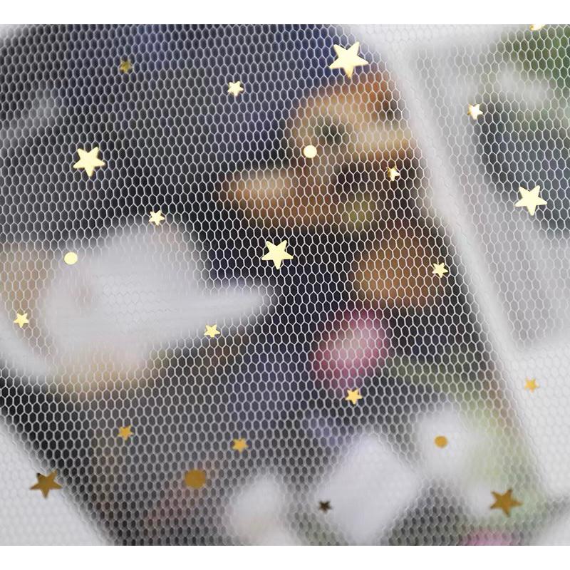 現貨🔺韓式燙金星月紗 星空紗 星星 包裝紙 花束包裝 鮮花包裝 乾燥花 襯紙 內襯 包花紗 網紗 花束 包裝材料 批發-細節圖4