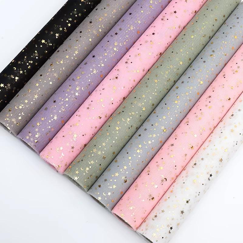 現貨🔺韓式燙金星月紗 星空紗 星星 包裝紙 花束包裝 鮮花包裝 乾燥花 襯紙 內襯 包花紗 網紗 花束 包裝材料 批發-細節圖5