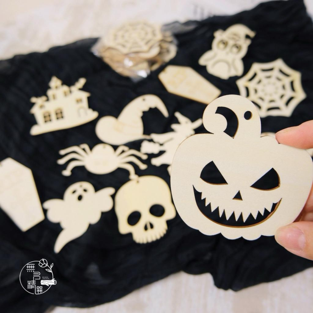 現貨🔺萬聖節木片12入｜送麻繩｜彩繪木片 幼兒園萬聖節 親子DIY木片 萬聖節南瓜-細節圖2