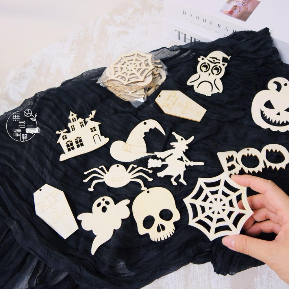 現貨🔺萬聖節木片12入｜送麻繩｜彩繪木片 幼兒園萬聖節 親子DIY木片 萬聖節南瓜-細節圖6