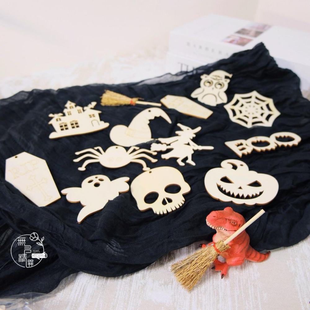 現貨🔺萬聖節木片12入｜送麻繩｜彩繪木片 幼兒園萬聖節 親子DIY木片 萬聖節南瓜-細節圖8