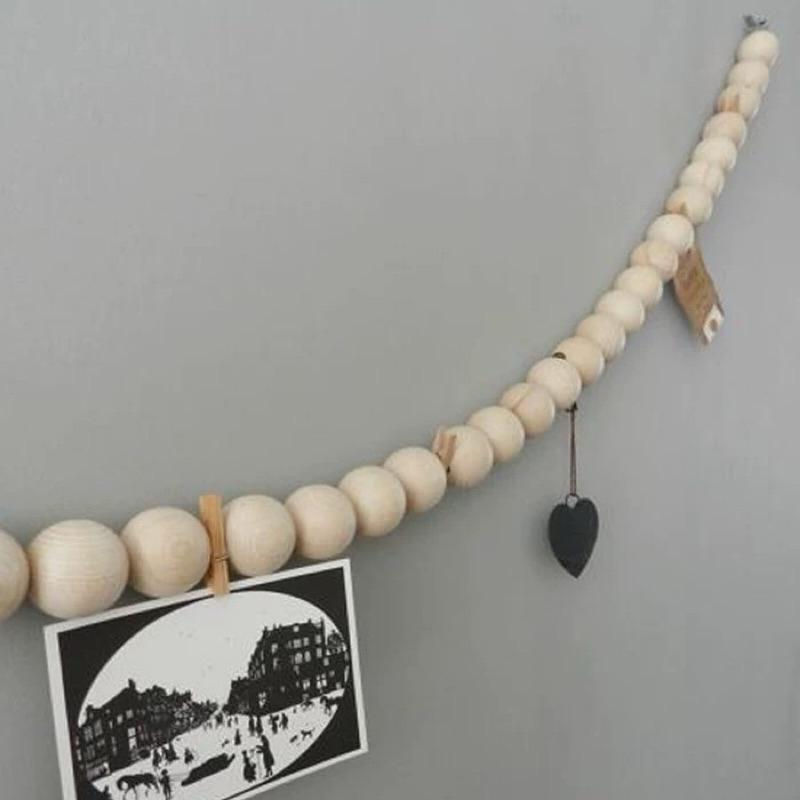 現貨🔺木珠串照片夾｜牆壁裝飾｜照片牆 婚禮佈置 拍立得收納 牆壁佈置 生日派對 居家裝飾-細節圖2