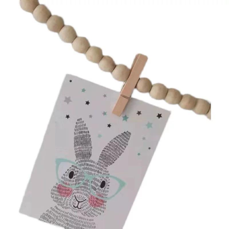 現貨🔺木珠串照片夾｜牆壁裝飾｜照片牆 婚禮佈置 拍立得收納 牆壁佈置 生日派對 居家裝飾-細節圖5