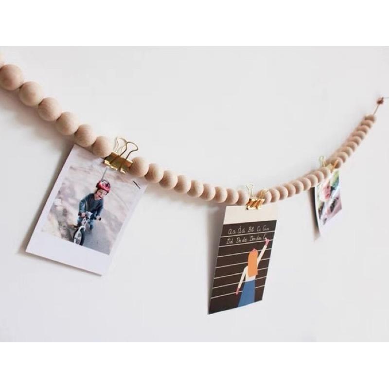 現貨🔺木珠串照片夾｜牆壁裝飾｜照片牆 婚禮佈置 拍立得收納 牆壁佈置 生日派對 居家裝飾-細節圖6