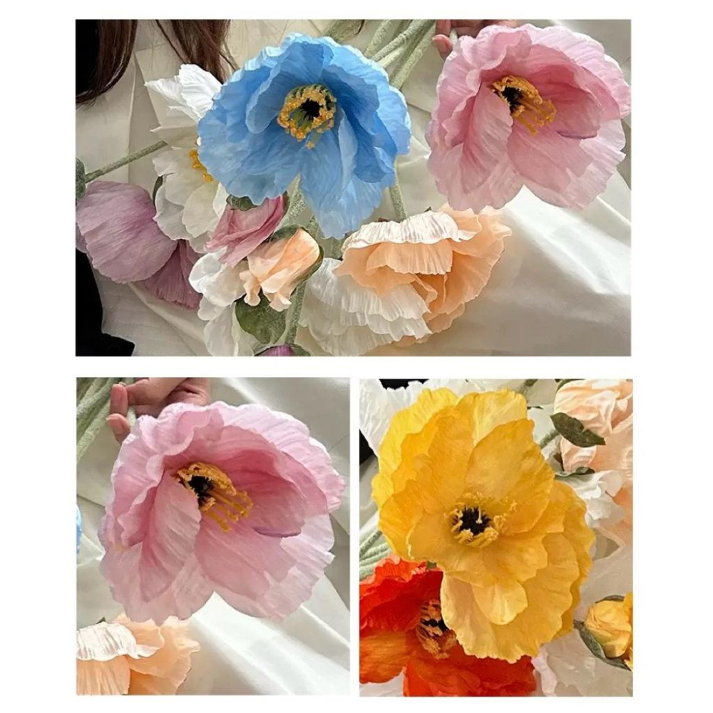 現貨🔺仿真花 巨大虞美人｜雙頭 塑膠花 假花｜婚慶花材 攝影拍照佈置 客廳餐桌居家裝飾花 居家裝飾、北歐風、餐桌擺設-細節圖2