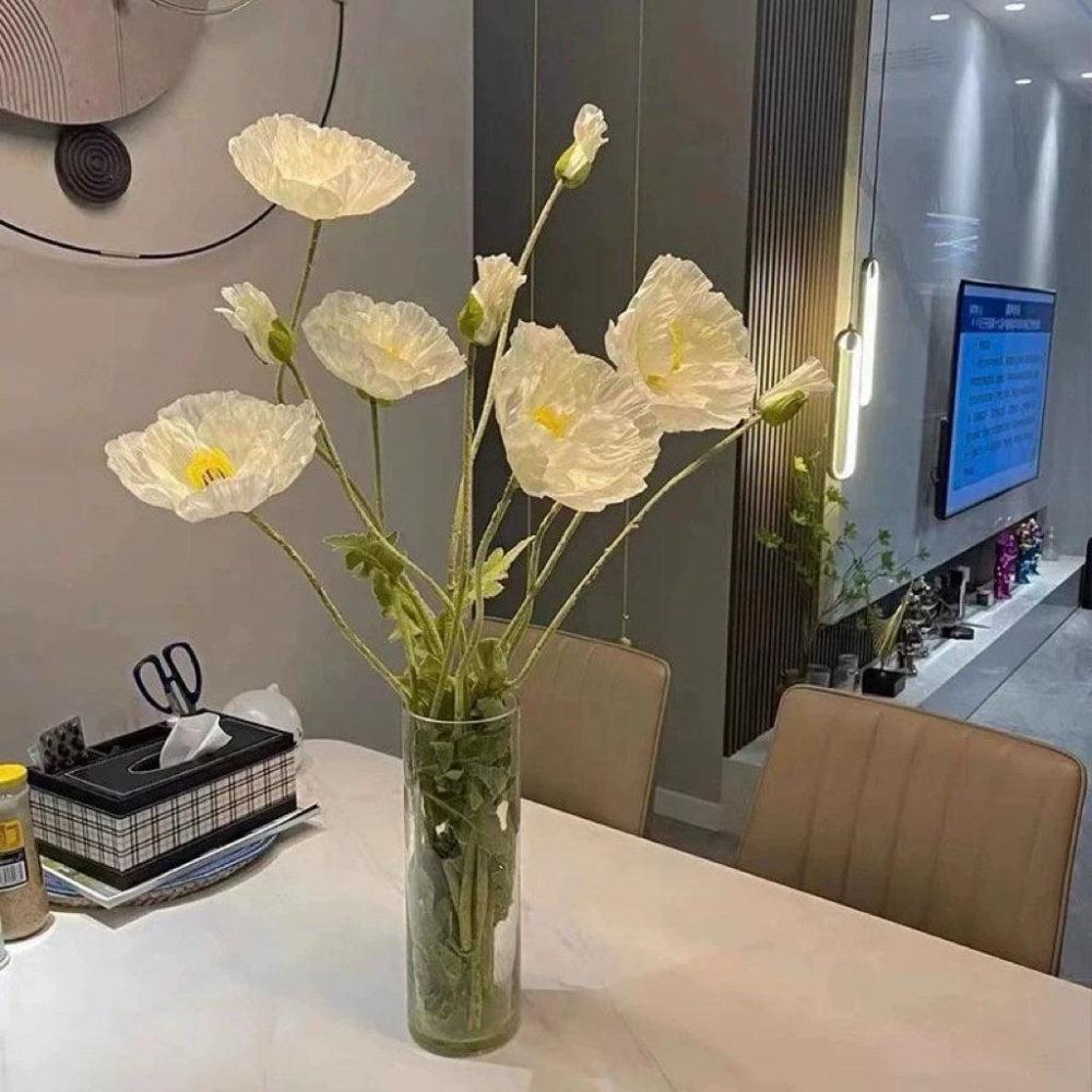 現貨🔺仿真花 巨大虞美人｜雙頭 塑膠花 假花｜婚慶花材 攝影拍照佈置 客廳餐桌居家裝飾花 居家裝飾、北歐風、餐桌擺設-細節圖9