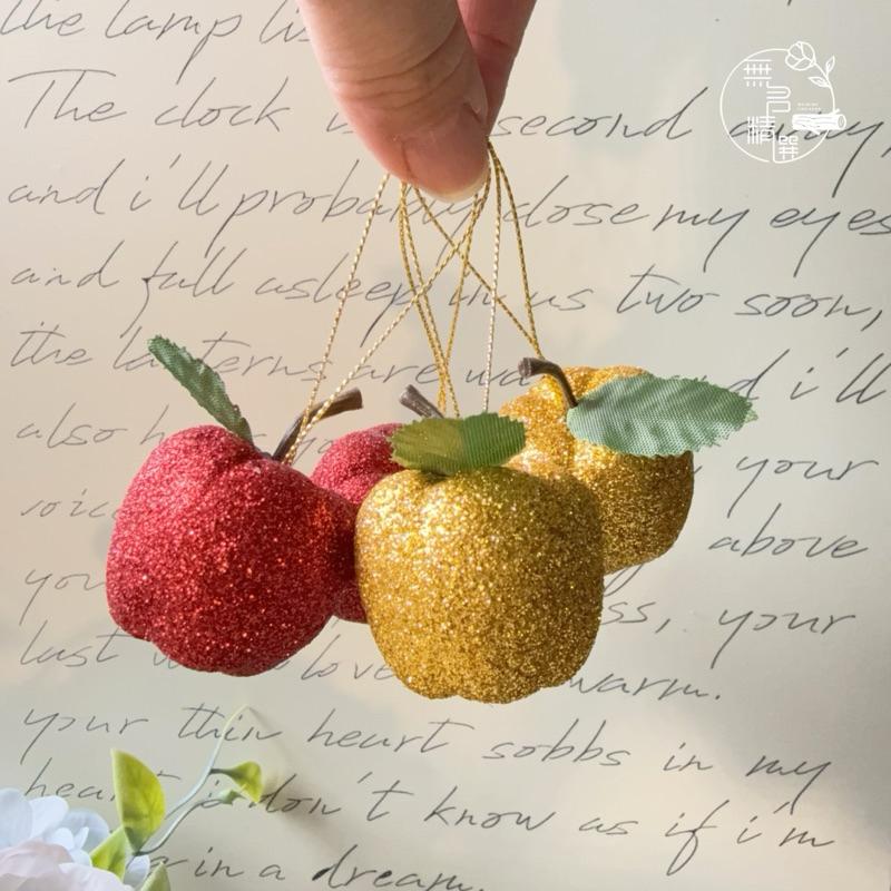 現貨🔺4公分 金蘋果/紅蘋果 亮粉蘋果 亮片蘋果 蘋果 勞作 DIY 聖誕節佈置 聖誕樹裝飾 掛件 裝飾品 手作材料-細節圖2