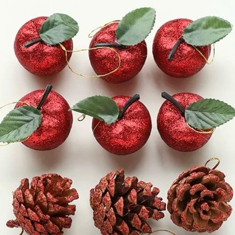 現貨🔺4公分 金蘋果/紅蘋果 亮粉蘋果 亮片蘋果 蘋果 勞作 DIY 聖誕節佈置 聖誕樹裝飾 掛件 裝飾品 手作材料-細節圖6