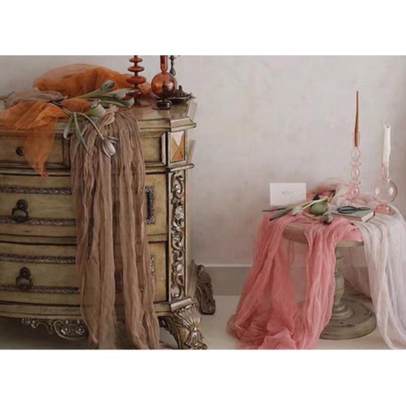 現貨🔺皺皺紗 玻璃紗voile 桌巾 婚禮 派對裝飾 皺布 巴里紗 麻花皺巾 巴釐紗 拍照背景布 紗布網紗-細節圖6