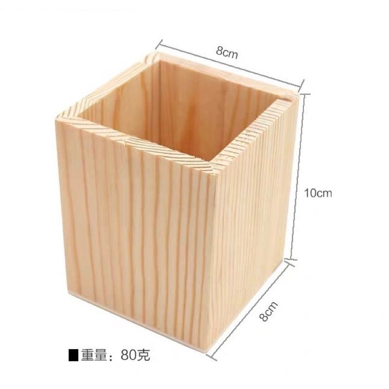 現貨🔺可印logo 木質筆筒 素胚筆筒 文具收納 松木 雙格 多格 刷具收納 禮品-細節圖2