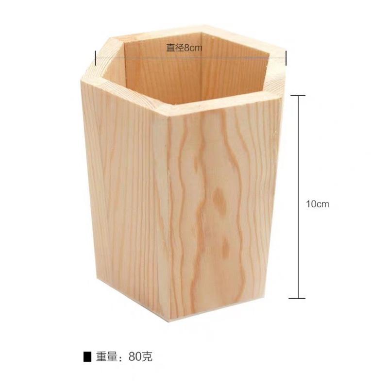 現貨🔺可印logo 木質筆筒 素胚筆筒 文具收納 松木 雙格 多格 刷具收納 禮品-細節圖3