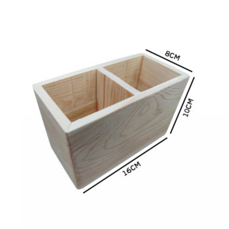 現貨🔺可印logo 木質筆筒 素胚筆筒 文具收納 松木 雙格 多格 刷具收納 禮品-細節圖5