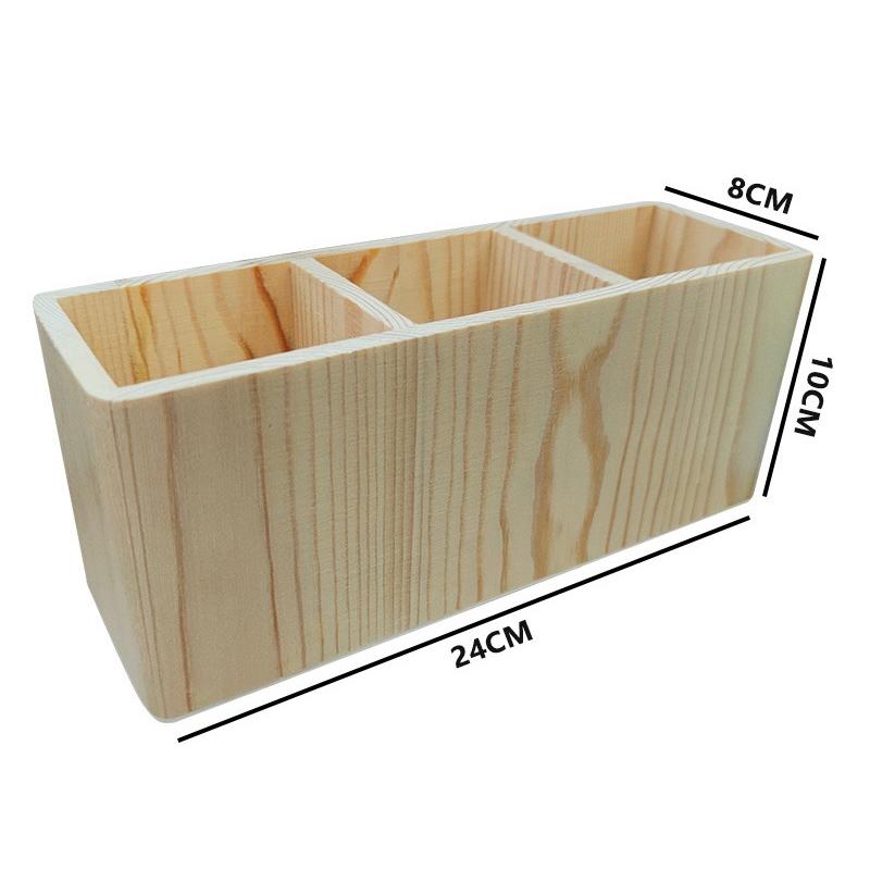 現貨🔺可印logo 木質筆筒 素胚筆筒 文具收納 松木 雙格 多格 刷具收納 禮品-細節圖6