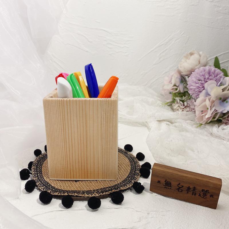 現貨🔺可印logo 木質筆筒 素胚筆筒 文具收納 松木 雙格 多格 刷具收納 禮品-細節圖8