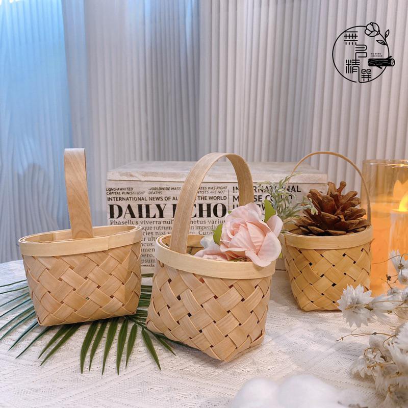 現貨🔺手工編織寬版小竹籃 禮品 籃子 婚禮小物 盒子 DIY 喜糖 多肉盆器 竹編 藤編 編織籃 手做乾燥花-細節圖4