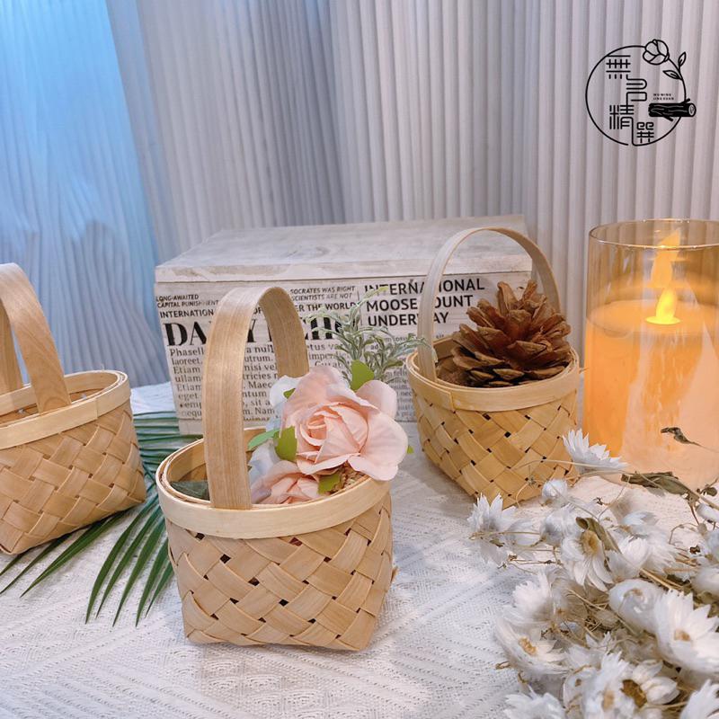 現貨🔺手工編織寬版小竹籃 禮品 籃子 婚禮小物 盒子 DIY 喜糖 多肉盆器 竹編 藤編 編織籃 手做乾燥花-細節圖5