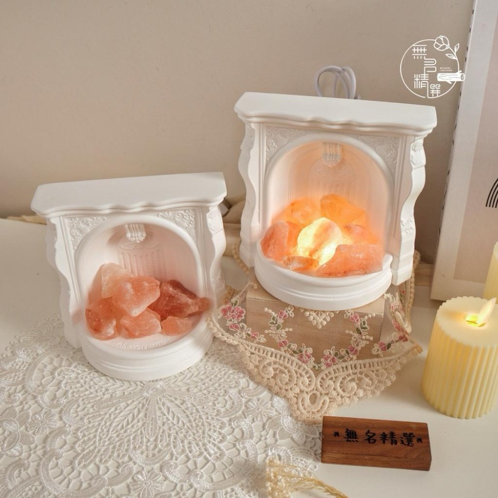 現貨🔺 鹽晶擴香壁爐｜送精油 手工石膏 壁爐造型 香氛擴香燈 晶石鹽燈 暖光居家擺設 石膏擺件 石膏壁爐-細節圖7