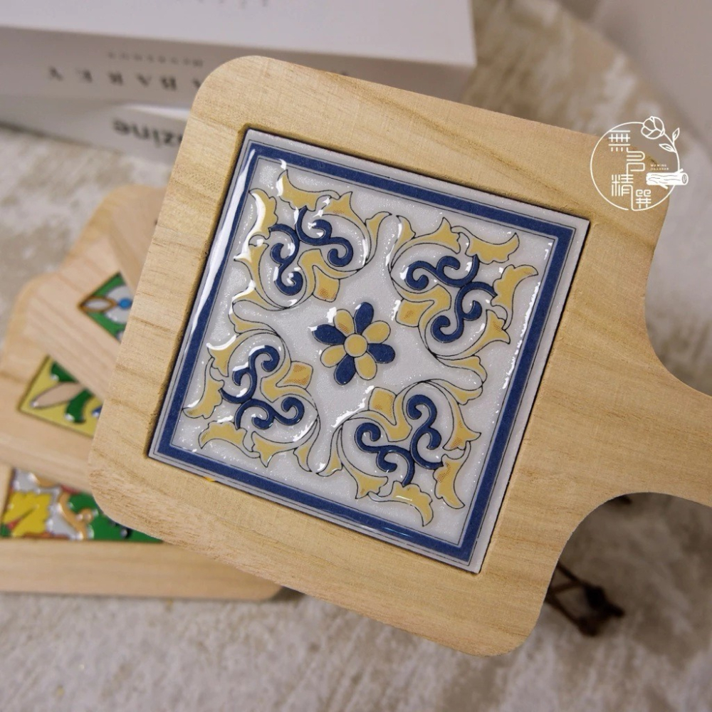 現貨🔺花磚隔熱墊 復古 磁磚隔熱墊 復古 花磚 餐墊 隔熱墊 花磚杯墊 隔熱 防燙 鍋墊 木墊 餐桌佈置-細節圖2