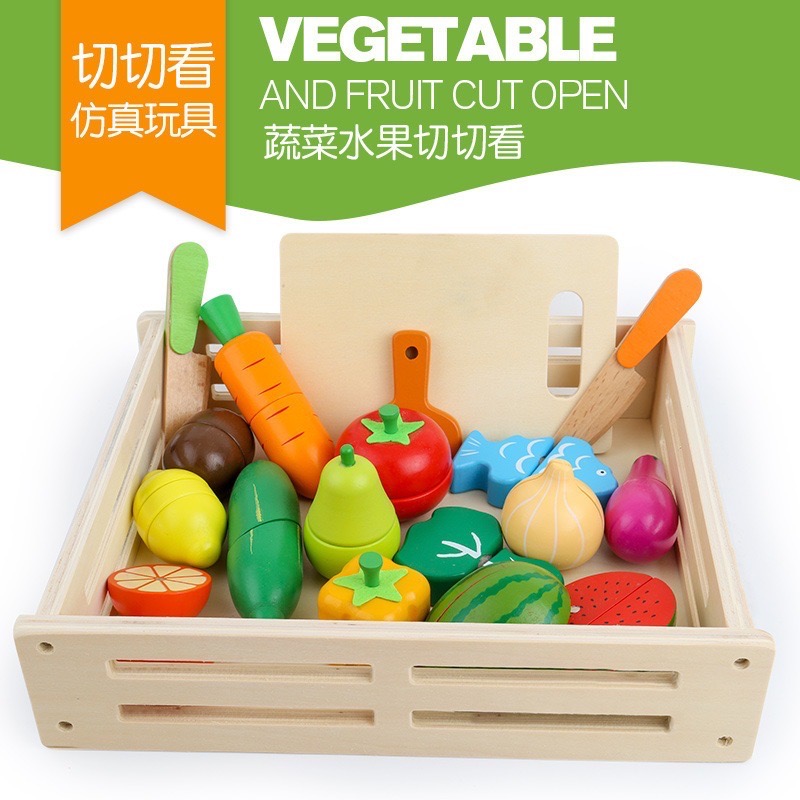 ￼「現貨商品」🔥秒發🔥木製水果切切樂 木製磁鐵 17件組 扮家家酒 蔬菜水果切切 兒童玩具 木製玩具-細節圖10